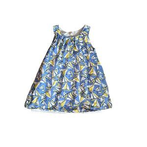Maggie & Zoe Sailboat Print Button Neck Sleeveless Dress Sz 5 Summer Ocean Lake